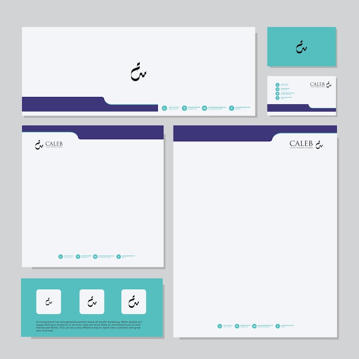 Vektör kırtasiye design antetli kağıdı ve kartvizitli arapça kaligrafi logo design şablonu