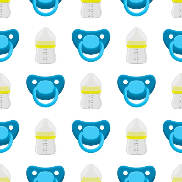 kit baby milk in clear bottle with rubber pacifier