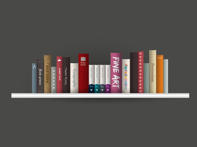 Kitap rafı. Vektör illüstrasyon. Kitabevi içi.