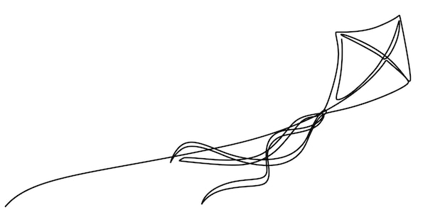 kite continuous one line drawing of outline vector illustration one continuous line of kite
