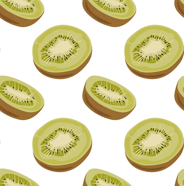 kiwi halves in peel tropical fruits seamless pattern in vector suitable for backgrounds and prints