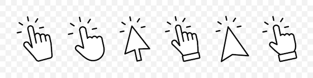 Klik Cursor Computermus klik cursor Pointer klik Hånd pointer symbol Klikfinger Pixel cursor eller computer mus pointer Vektorillustration
