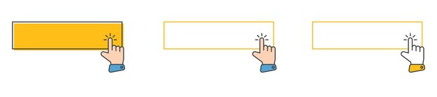 Klik cursor ikon med klik her knap vektorsæt Handlingsknap med museklik