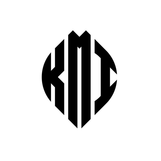 KMI circle letter logo design with circle and ellipse shape KMI ellipse letters with typographic style The three initials form a circle logo KMI Circle Emblem Abstract Monogram Letter Mark Vector