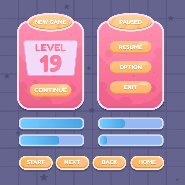 Knappset designat spel användargränssnitt GUI-illustration för datorspel