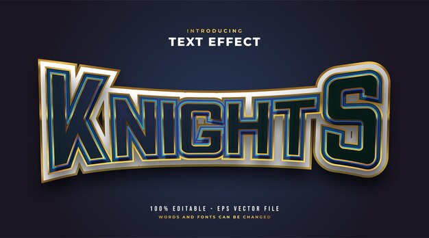knights text in e-sport style with curved and 3d embossed effect. editable text style effect