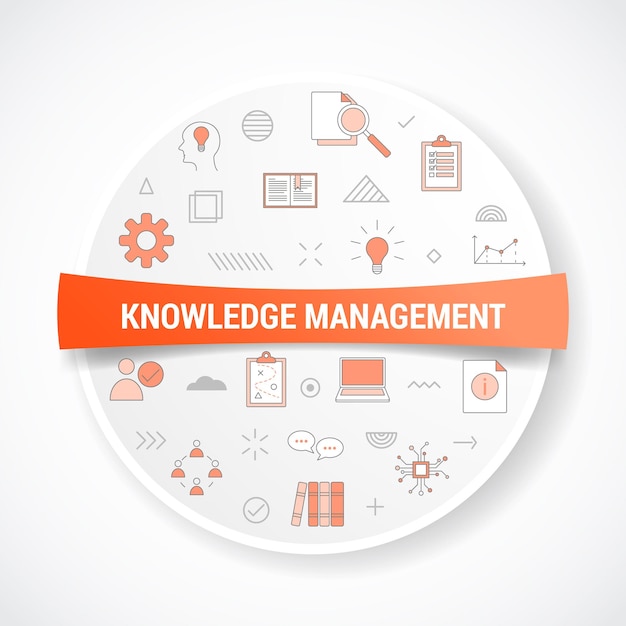 knowledge management concept with icon concept with round or circle shape vector illustration