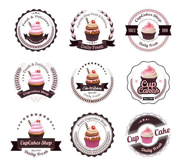 Kollektion av cupcake-etiketter