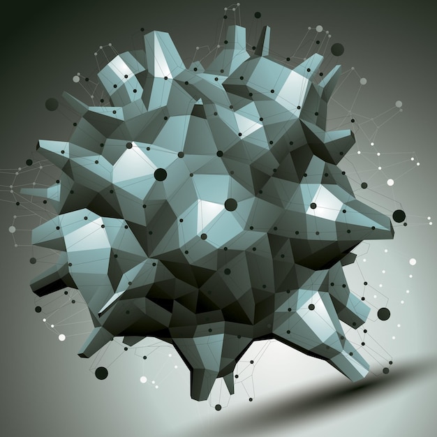 Komplicerad 3D-rendera vektorfigur, modern digitalteknisk stilform. Abstrakt ovanlig bakgrund.