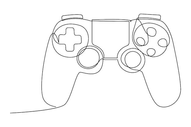 Kontinuerlig stregtegning af joystick-spilcontroller, vektorillustration