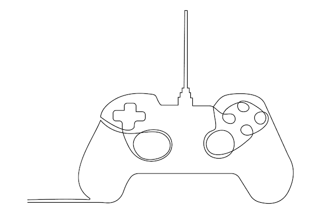 Kontinuerlig stregtegning af joystick-spilcontroller, vektorillustration