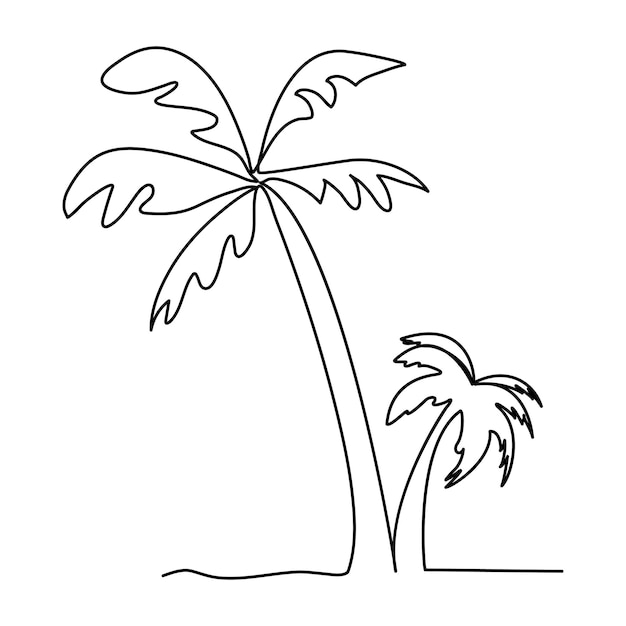Kontinuerlig stregtegning af palme som vektorillustration