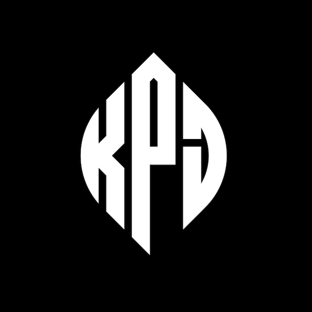 KPJ circle letter logo design with circle and ellipse shape KPJ ellipse letters with typographic style The three initials form a circle logo KPJ Circle Emblem Abstract Monogram Letter Mark Vector