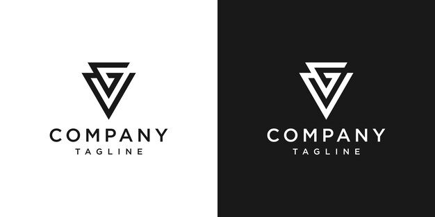 Kreativt bogstav GV Monogram Logo Design Ikon Skabelon Hvid og Sort Baggrund