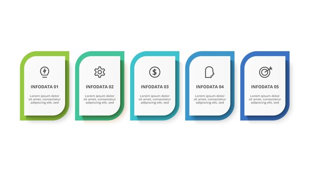 Kreativt koncept for infografik med 5 trin, valgmuligheder, dele eller processer. Visualisering af forretningsdata