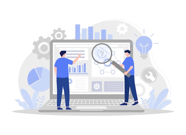 Kreativt teamwork Opbygning af et forretningsprojekt på internettet Moderne vektor flad illustration