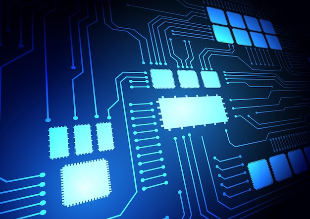Kretskortsteknikbakgrund med högteknologiskt digitalt dataanslutningssystem och elektronisk datordesign