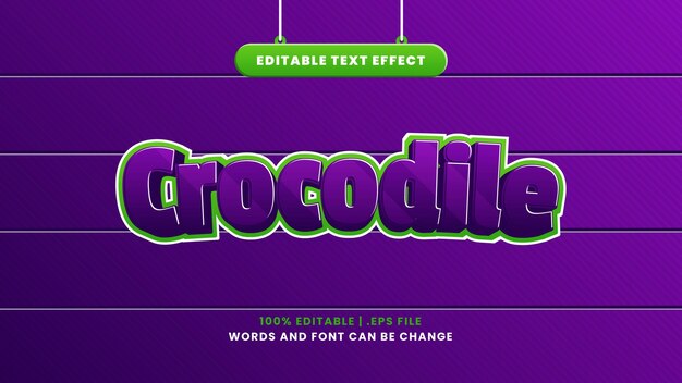 Krokodille redigerbar teksteffekt i moderne 3D-stil