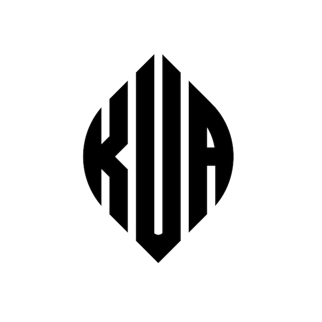 KUA circle letter logo design with circle and ellipse shape KUA ellipse letters with typographic style The three initials form a circle logo KUA Circle Emblem Abstract Monogram Letter Mark Vector