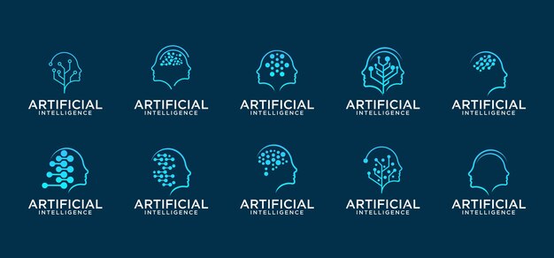 Kunstig intelligens logo fremtidens teknologi logo vektor smart mand fremtidens teknologi