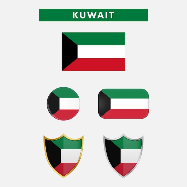 Kuwait country flag country flag button and shield vector design