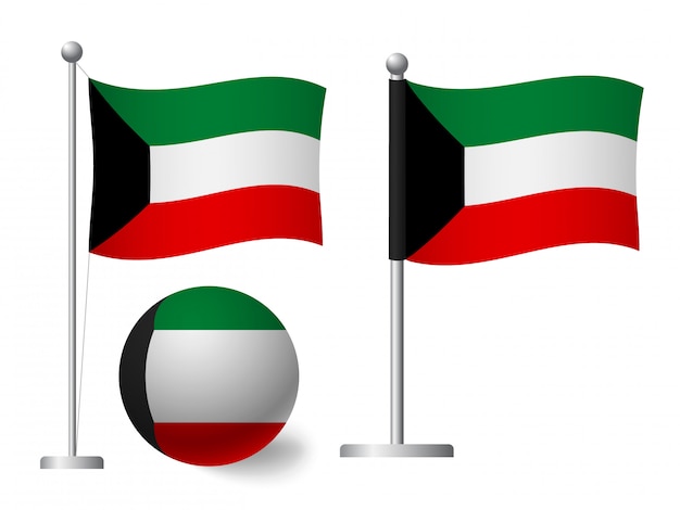 Kuwait flag on pole and ball icon