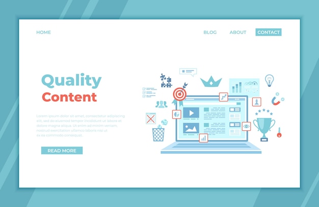 Kvalitetsindhold indholdsstyring optimering filtrering evaluering Flad websidedesign temp