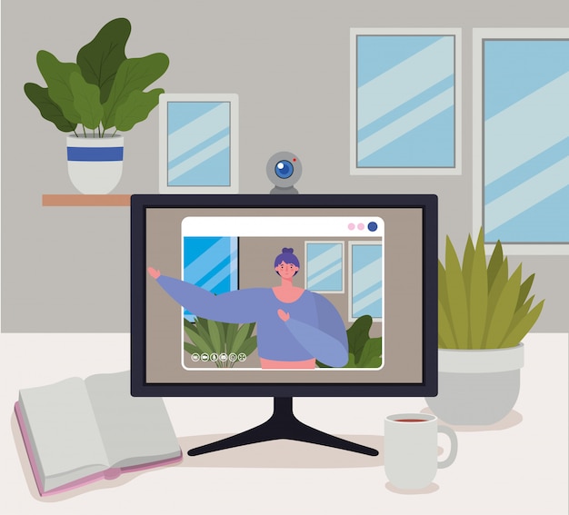 Kvindeavatar på computer i videochat