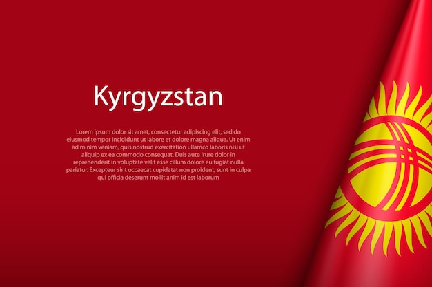 kyrgyzstan national flag isolated on background with copyspace