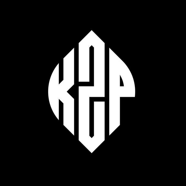KZP circle letter logo design with circle and ellipse shape