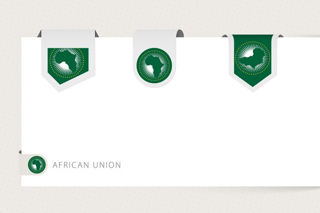 label flag collection of african union in different shape ribbon flag template of african union