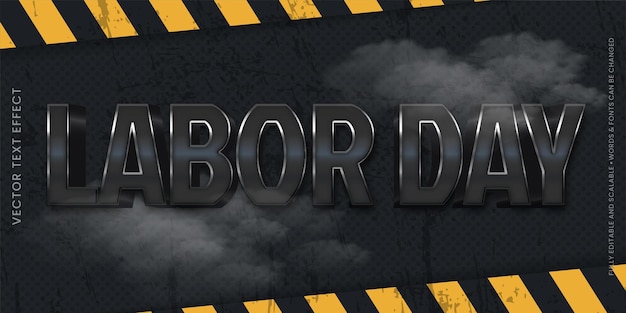 Labor day 3d editable vector text effect 01