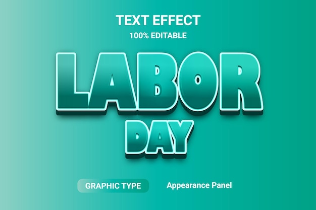 Labor day text effect font style word and font can be changed
