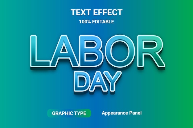 Labor day text effect font style word and font can be changed