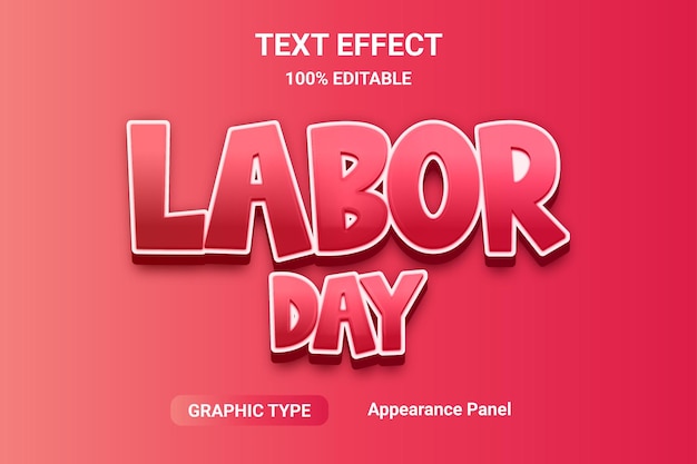 Labor day text effect font style word and font can be changed