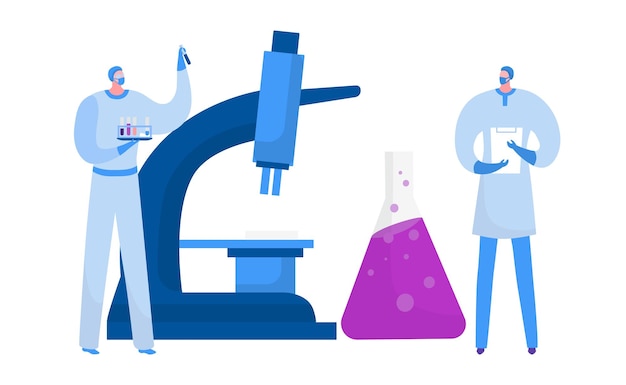 Laboratory diagnostic services medical analysis and health research website landing page vector illustration Doctors or scientists