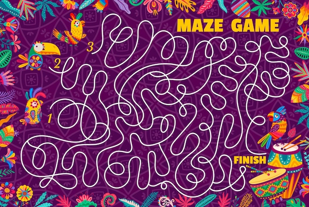 Labyrinth maze game help parrot find his friends