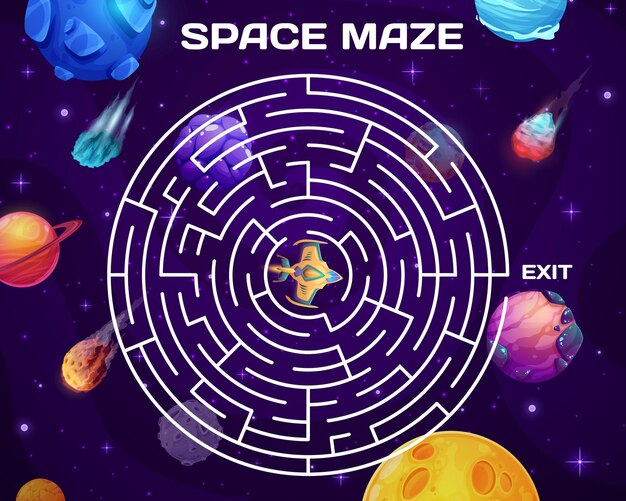 labyrinth maze with space comets or asteroids