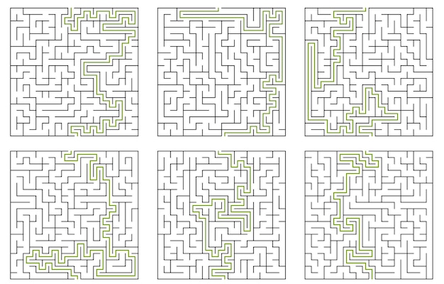 Labyrinth puzzle for kids features square mazes