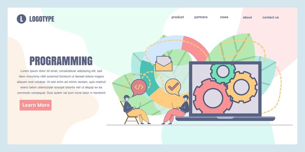 Landing page design templates for programming and development concept illustration