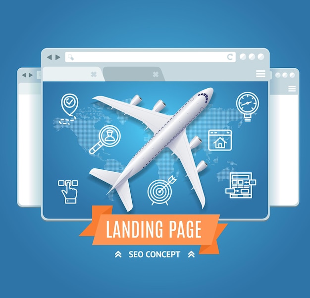 landing page search engine seo concept vector