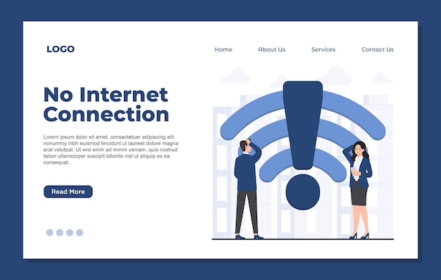 Landing page template No Connection concept with weak signal internet error network failure offline