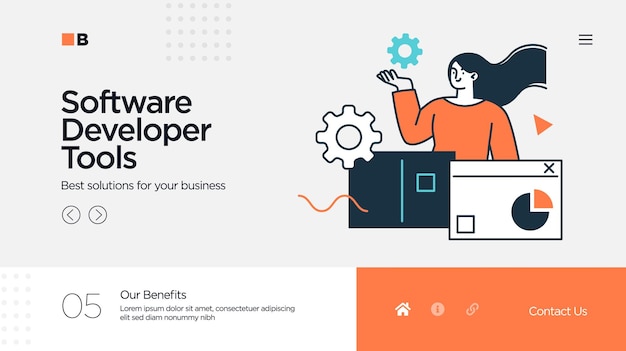 Landing page template of developing computer software coding and programming