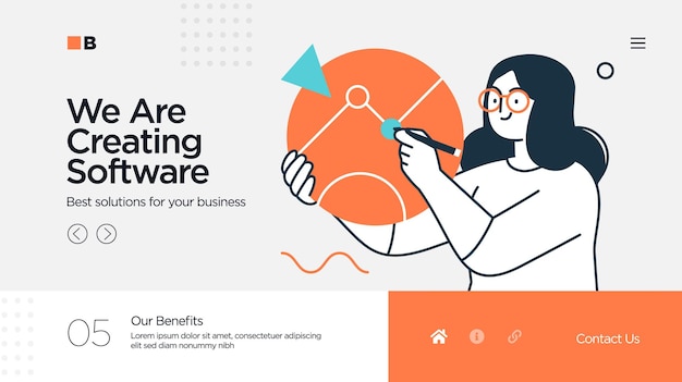 Landing page template of developing computer software coding and programming