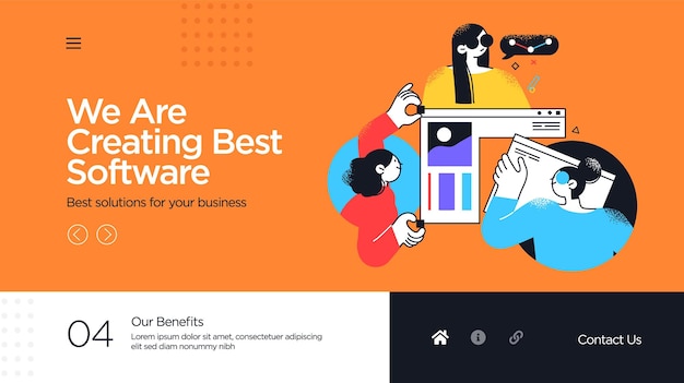 Landing page template of developing computer software coding and programming