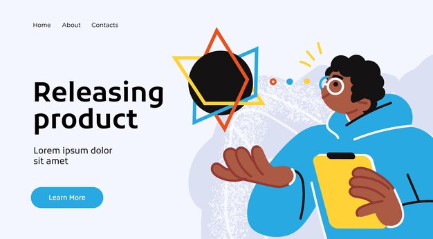 Landing page template of developing computer software coding and programming