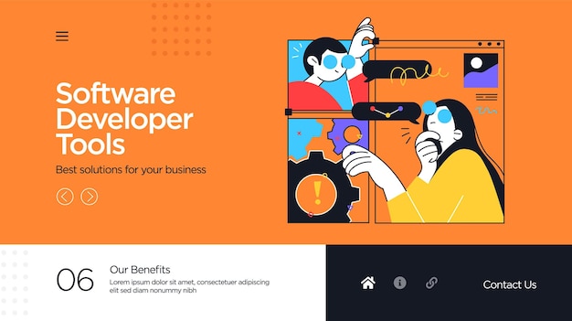 Landing page template of developing computer software coding and programming