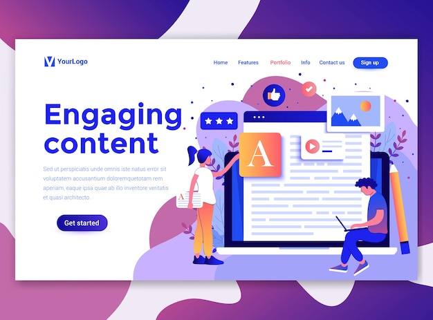Landing page template of Engaging content