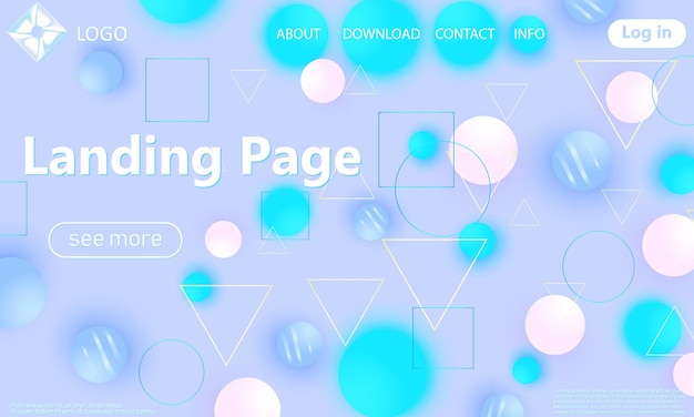 Landing page template. Trendy geometric background. Colorful shapes composition.