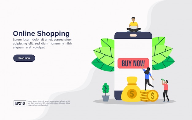 Landing page web template of online shopping 